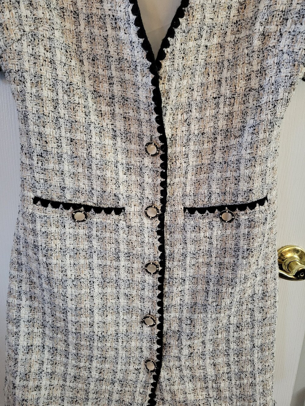 Pomander Place Tuckernuck White Tweed Josephine Mini Dress Size Small - Picture 6 of 11